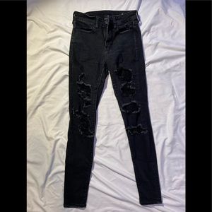 american eagle black ripped jeans